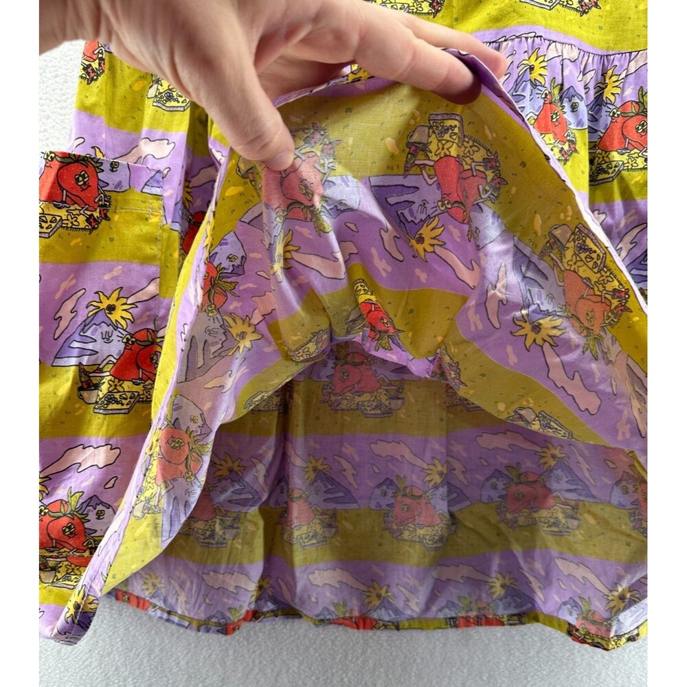 Nooworks Big Pocket Dress Size M Stawberry Jammin Print Novelty Colorful Stripe - Picture 5 of 10